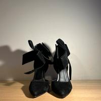 scarpe tacchi donna vintage stivali neri fiocco
