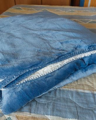 Coperta Blu 220X240cm 100% Flanella/Sherpa
