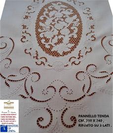 Tenda lino ricamo a mano cm. 310 x 240