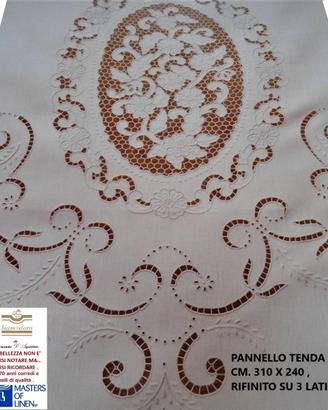 Tenda lino ricamo a mano cm. 310 x 240