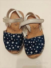 Sandali Menorquine Bambina Denim a Pois, Taglia 27