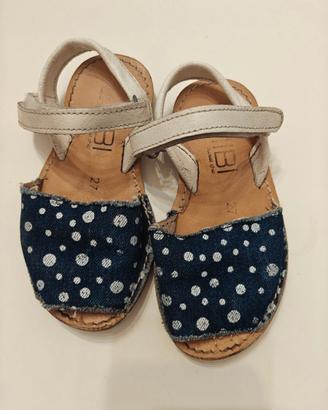 Sandali Menorquine Bambina Denim a Pois, Taglia 27