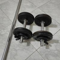 bilanciere, manubri e pesi