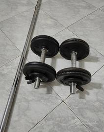 bilanciere, manubri e pesi