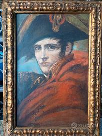 antico dipinto olio su tavola Napoleone Bonaparte 