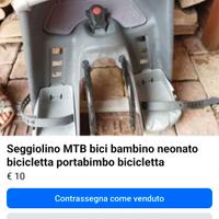 seggiolino MTB bici neonato porta bimbo bicicletta
