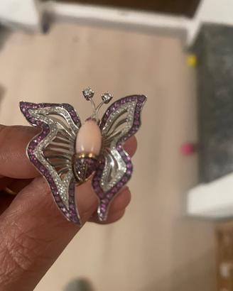 Anello oro18k diamanti a Farfalla