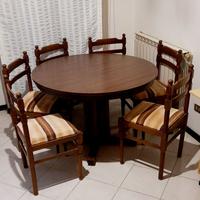 TAVOLO ROTONDO ALLUNGABILE CON 6 SEDIE