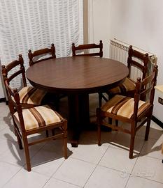 TAVOLO ROTONDO ALLUNGABILE CON 6 SEDIE