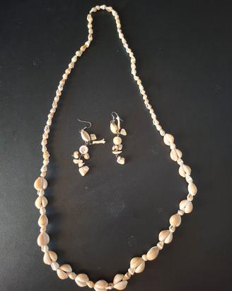 collana di vere conchiglie e orecchini conchiglie 