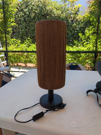 lampada vintage da tavolo in legno e juta