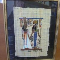 Quadro papiro egiziano Nefertari e Iside vintage