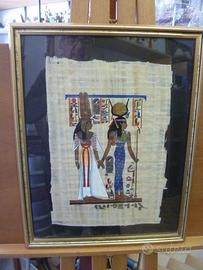 Quadro papiro egiziano Nefertari e Iside vintage