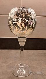 Portacandele a calice in vetro h 25cm