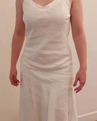 abito lin vestito bianco spalline modello bizzarro