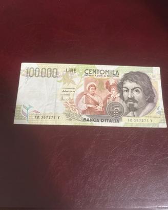 Banconota Cento mila lire caravaggio