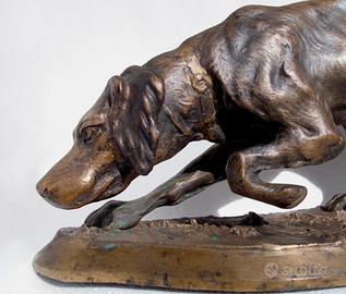 Antico cane da caccia di bronzo – 33x10x17 cm