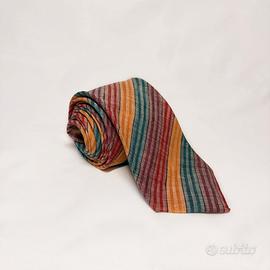 Cravata Missoni vintage in lino multicolor Made in