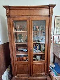 Mobile - vetrina d'epoca in legno con ante
