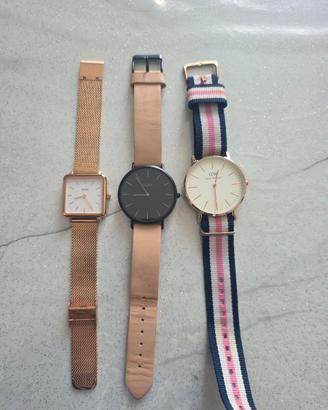 Due orologi Cluse e uno Daniel Wellington