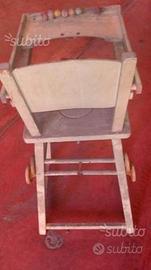 Antico Seggiolone in legno con ribalta e decoro