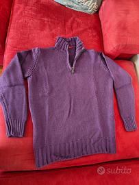 maglione viola pura lana merino ragno sport L/XL