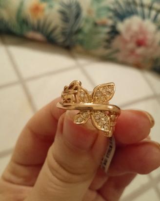 Anello oro placcato con strass