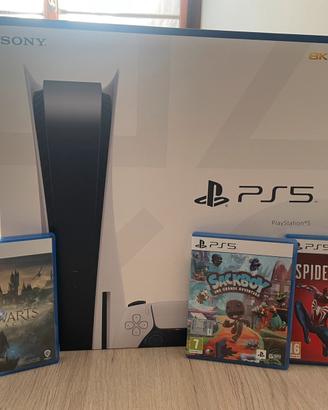 Play station 5 con disco e 3 giochi