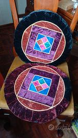 Cuscini Rotondi Velluto Patchwork Colorati