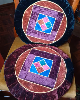 Cuscini Rotondi Velluto Patchwork Colorati