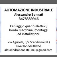 Elettricista industriale, quadrista cablatore