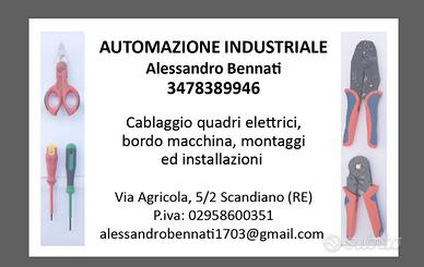 Elettricista industriale, quadrista cablatore