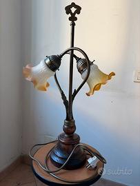 Lampada da tavolo Vintage 2 luci stile Liberty