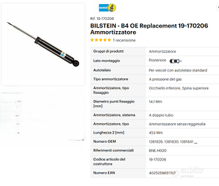Ammortizzatori posteriori adatti a Volvo V70 III