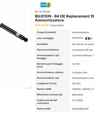 Ammortizzatori posteriori adatti a Volvo V70 III
