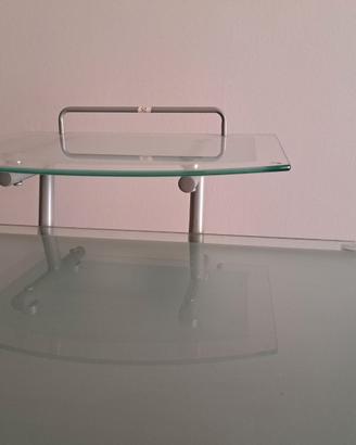 scrivania PC in vetro e metallo