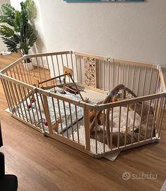 BOX RECINTO BAMBINI IN LEGNO CON TAPPETINO