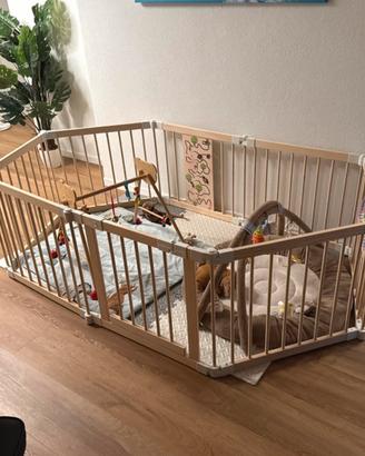 BOX RECINTO BAMBINI IN LEGNO CON TAPPETINO