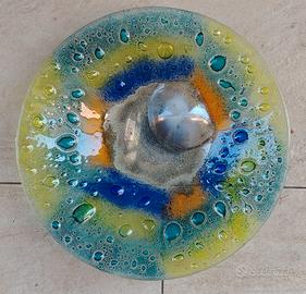 Piatto decorativo artistico in vetro fuso