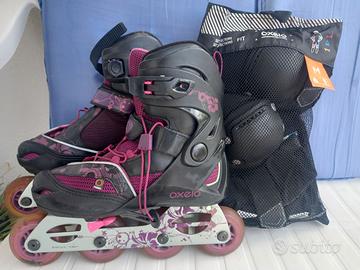 ROLLERBLADES TG. 37/40 NERI/FUXIA DECATHLON