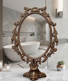 Elegante Specchio da Tavolo in Bronzo Barocco