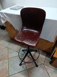 Sgabello legno/ acciaio 