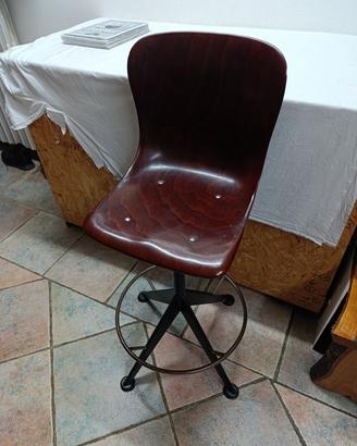 Sgabello legno/ acciaio 