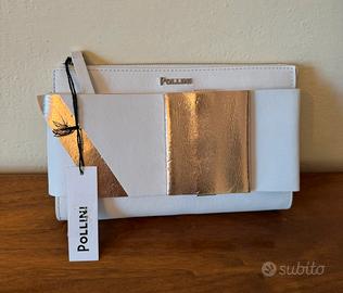 Pochette Pollini bianco (panna) ed oro