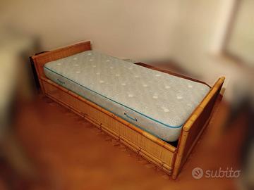 Letto vimini con doghe e materasso