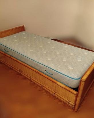 Letto vimini con doghe e materasso