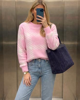 Maglione rosa a quadri