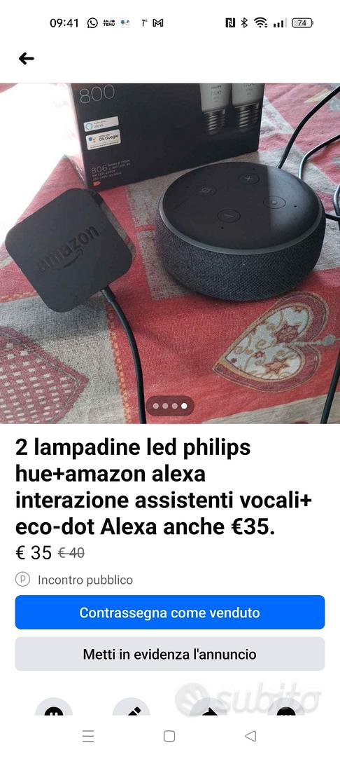 Alexa senza lampade hue Philips €15 completa €30 - Audio/Video In vendita a  Caltanissetta