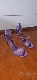 Sandali Lilla Metallizzati con Strass - Tacco 8cm 