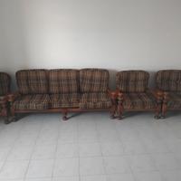 Set divani vintage in legno massello-Stile rustico